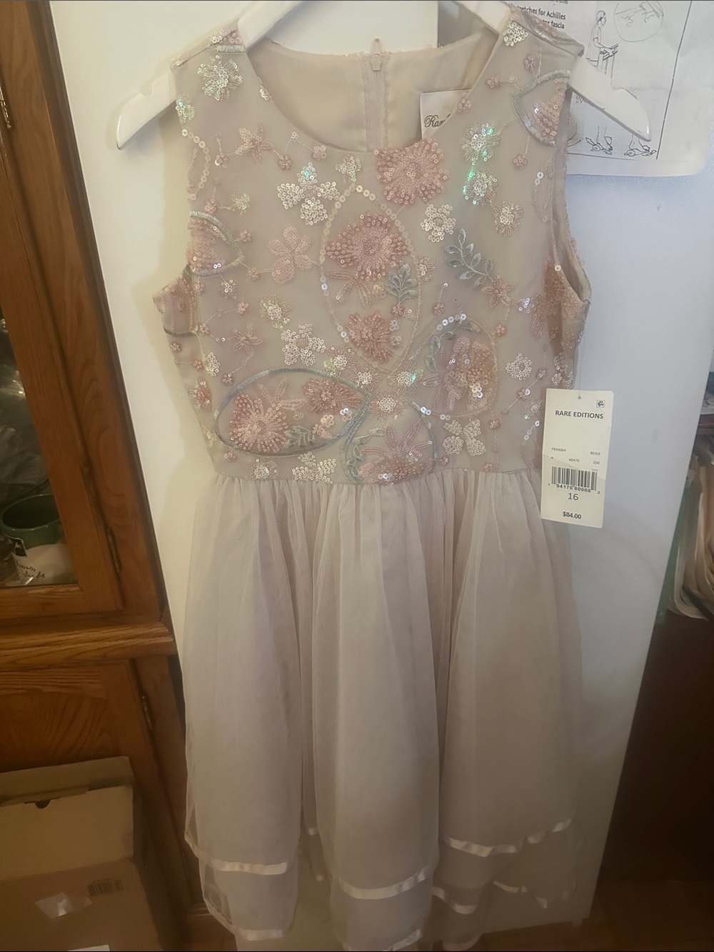 Rare Editions Pink Embellished Tulle Party Dress
